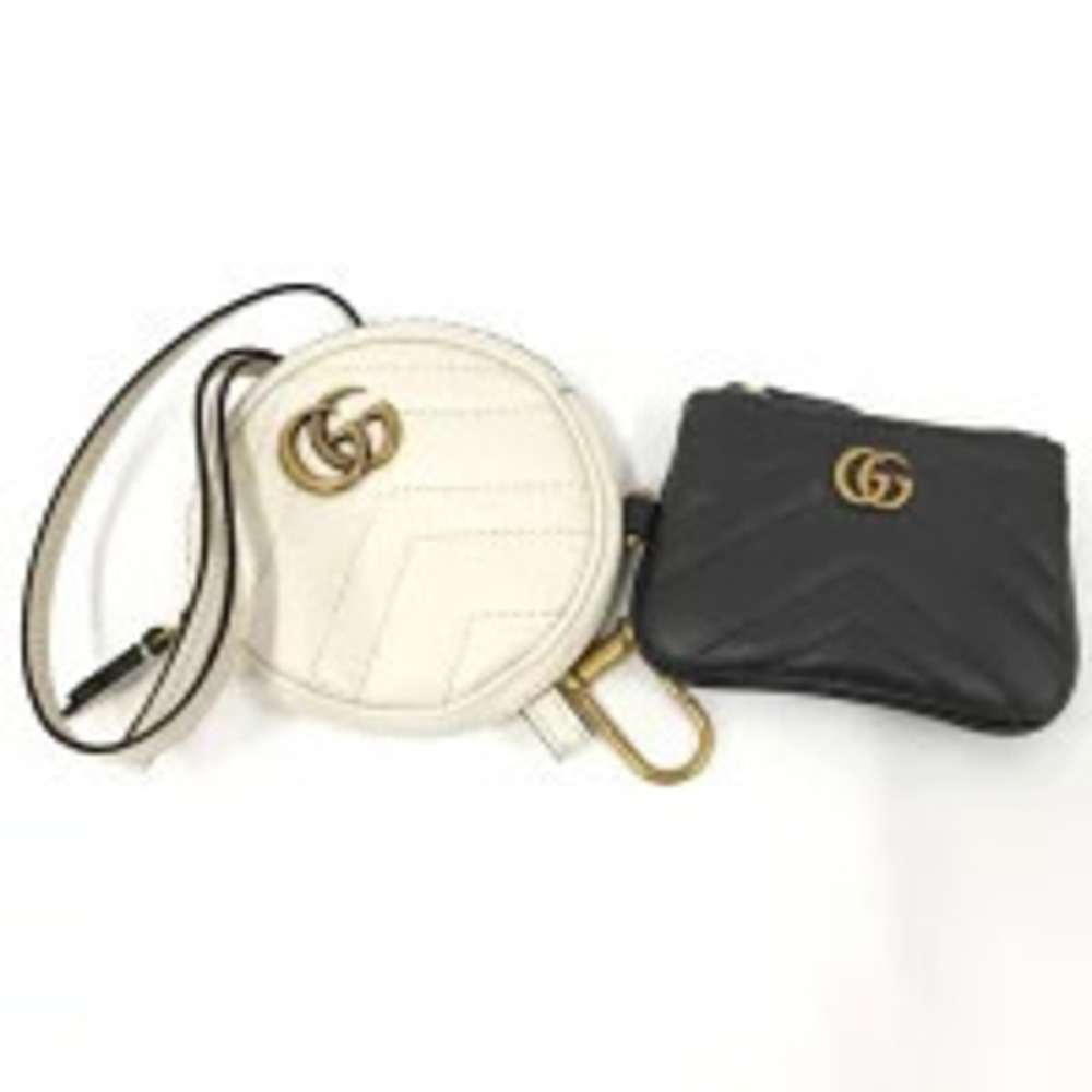 Gucci coin case Wallet purse GG Marmont leather white black